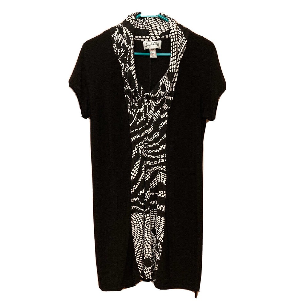 JOSEPH RIBKOFF Abstract Draped Collar Tunic Cocktail Minidress Size 12 Stretch
